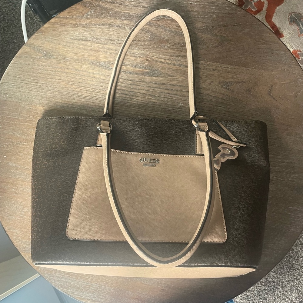 GUESS Two-Tone Brown Shoulder Bag